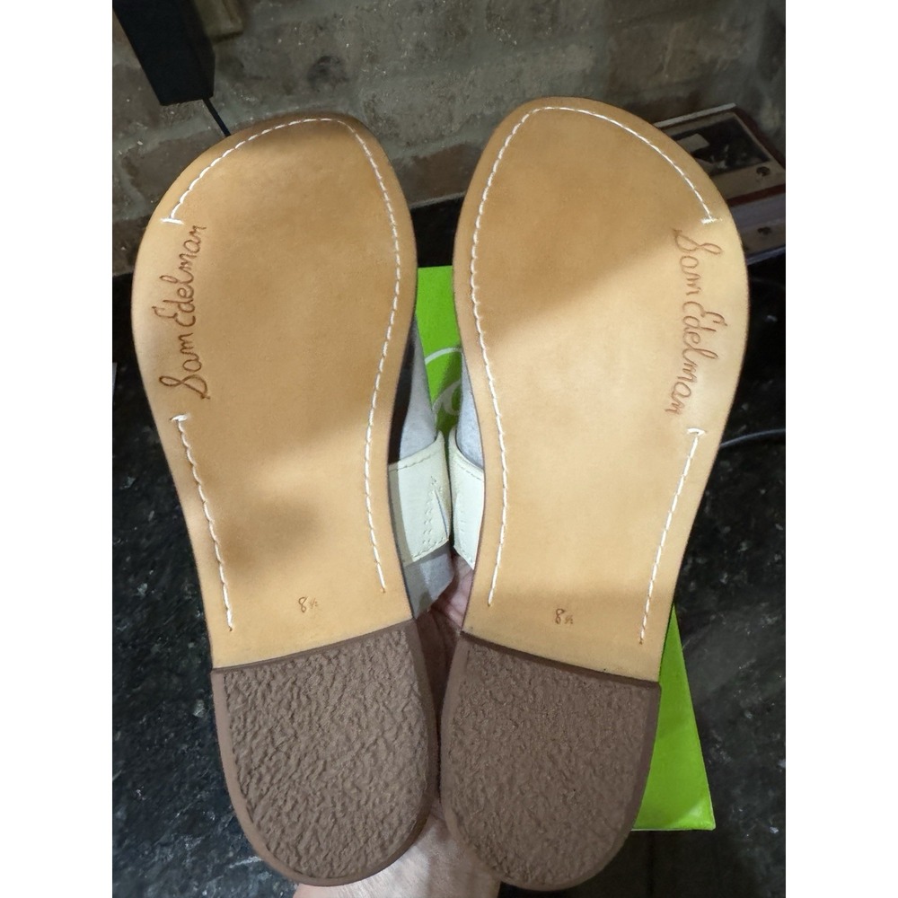 Sam Edelman Women's Gilles Flat Sandal Ivory Leather Size 8.5 Slide - Picture 7 of 13